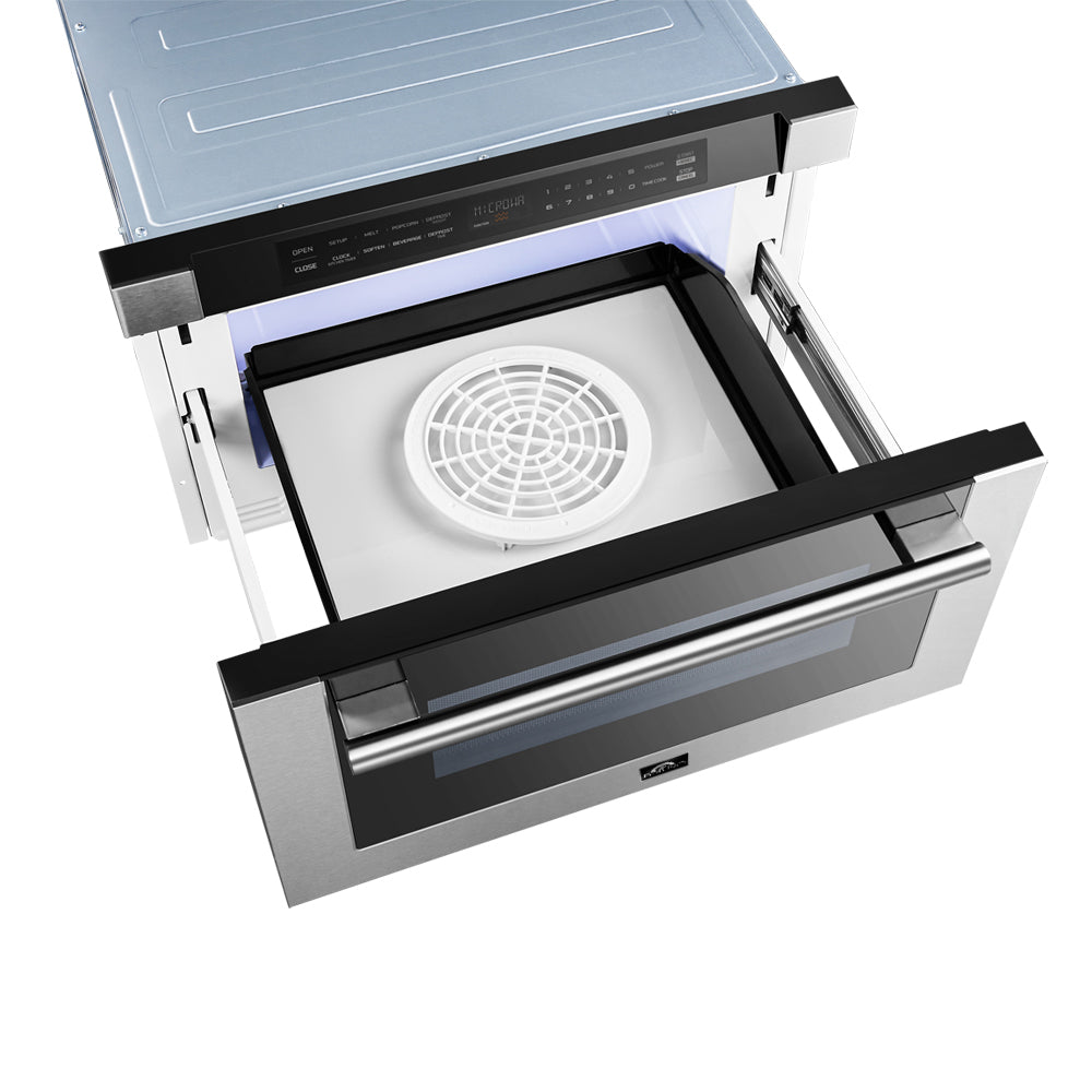 Forno Capoliveri 24-Inch Microwave Drawer, Stainless Steel, 1.2 cu.ft, 1500 Watts, Built-In, Touch Control LCD Display, Auto-Touch Open/Close, 11 Power Levels, Sensor Cooking