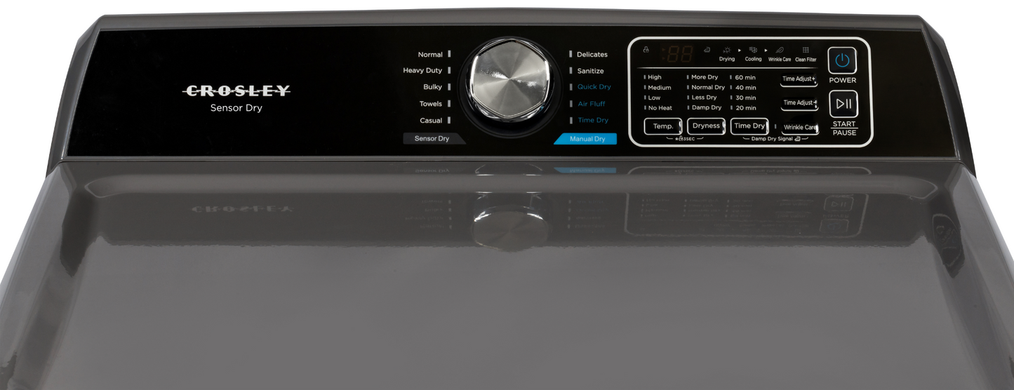 DRYER 10 cycles w/auto sensing, delay start, 3-way venting, wrinkle prevent, 4 dryness levels