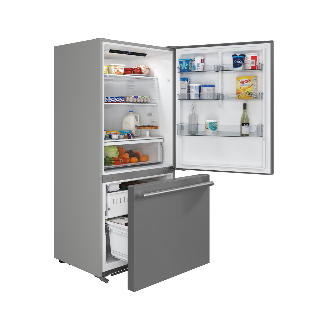Forno Milano 2-Piece 62-Inch Freestanding Dual Bottom Freezer Refrigerator, Stainless Steel – 34.4 cu.ft, Touch Control, Ice Maker