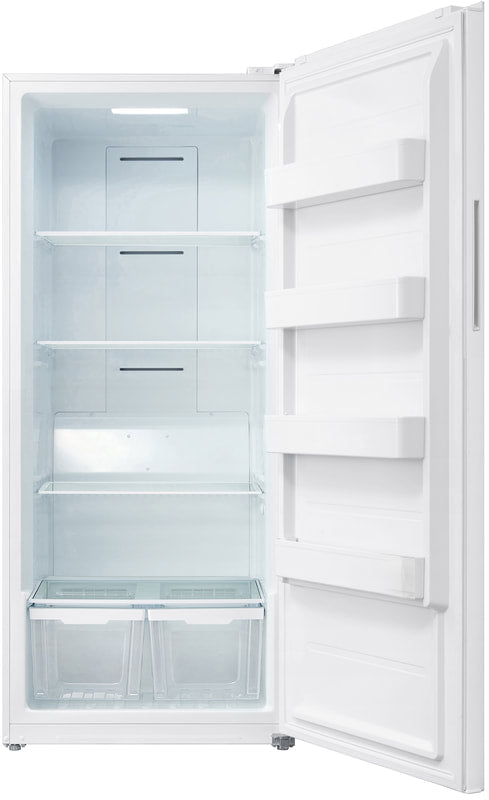 4 glass shelves, 4 door bins, 1 large lower basket,
convertible to/from refrigerator/freezer