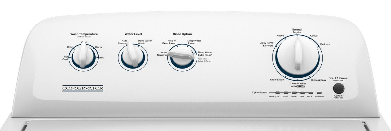 WASHER 8 cycles, 5 temps, dual action agitator, 680 rpm
spin speed - REPLACES NTW4011STWW